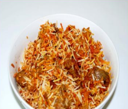 Goat biryani plate