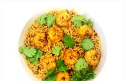 Prawn biryani plate