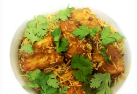 fish biryani plate